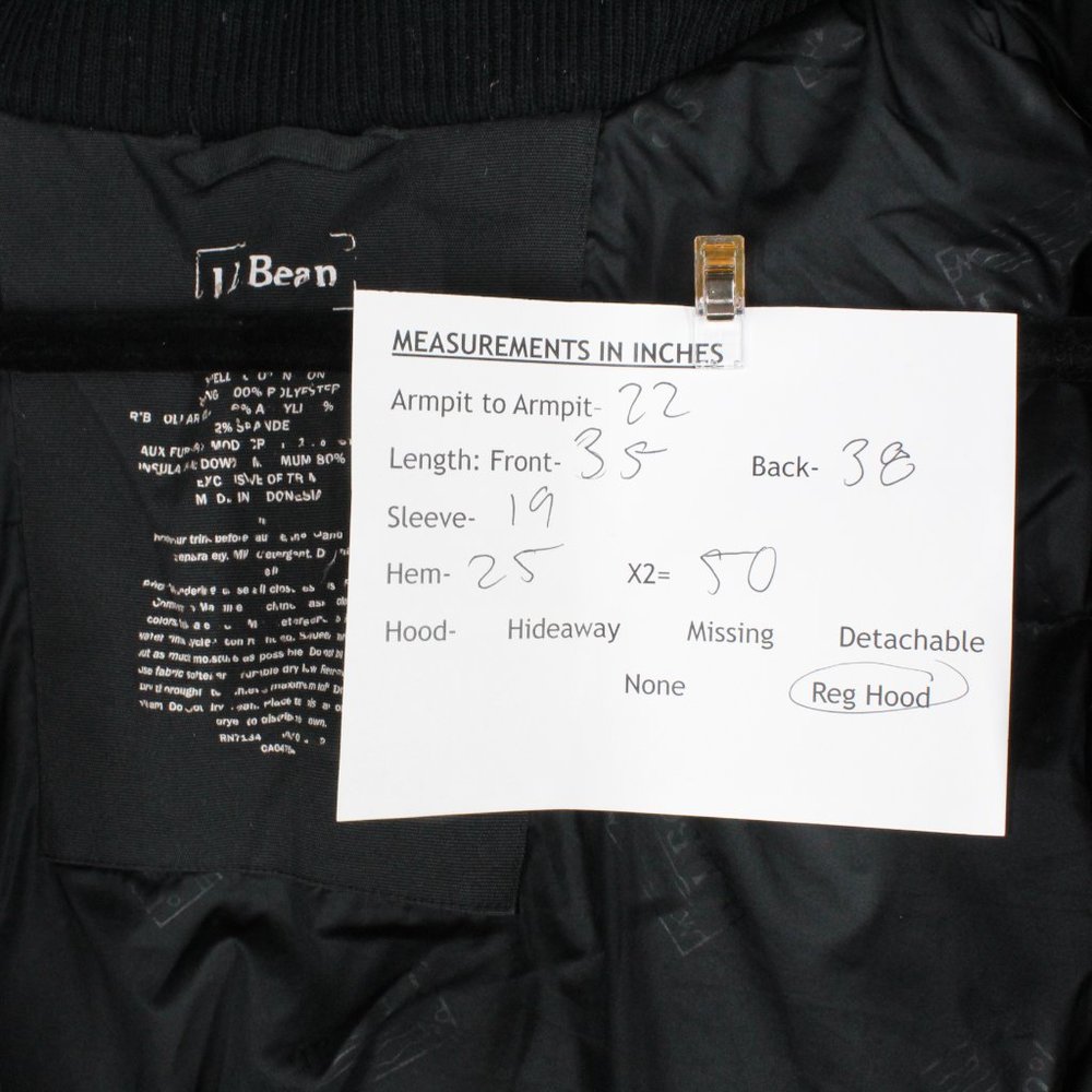 LL BEAN Black Nylon Polyester Long Hoody Winter Coat Size M - Picture 8 of 8